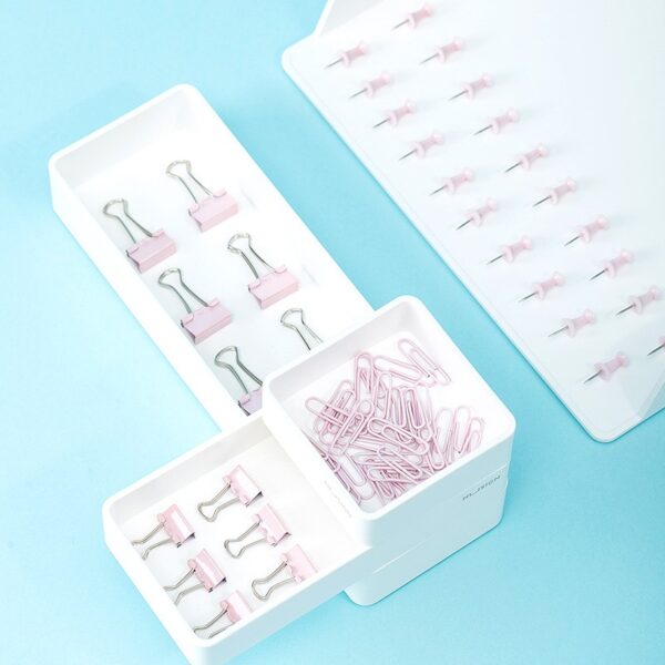 Set escritorio Pastel (clips, pins, doble clips) rosa