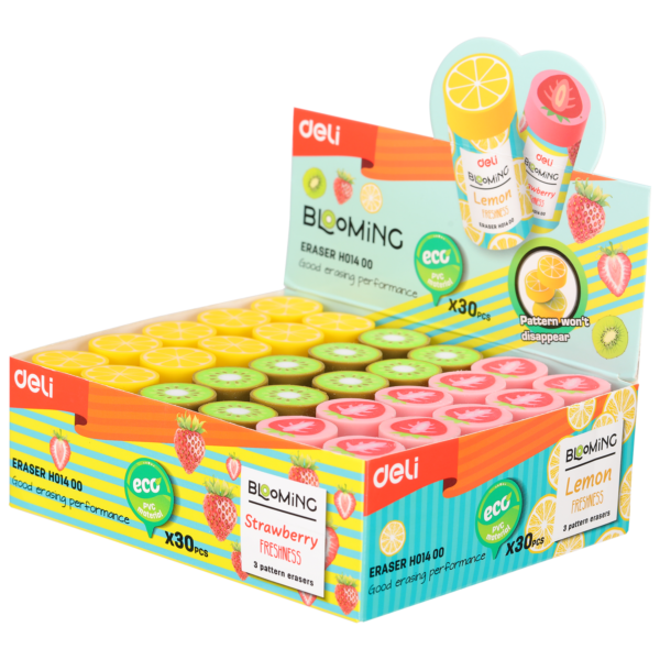 Goma de Borrar Blooming cilindrica frutas Caja x30 - Imagen 2