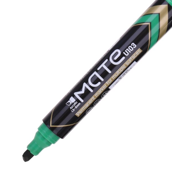 Marcador Permanente Mate punta biselada Verde - Imagen 2