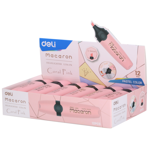 Resaltador Macaron Rosado Caja x 12 uds
