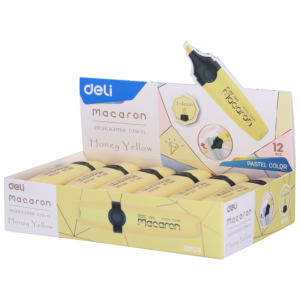 Resaltador Macaron Amarillo Caja x 12 uds