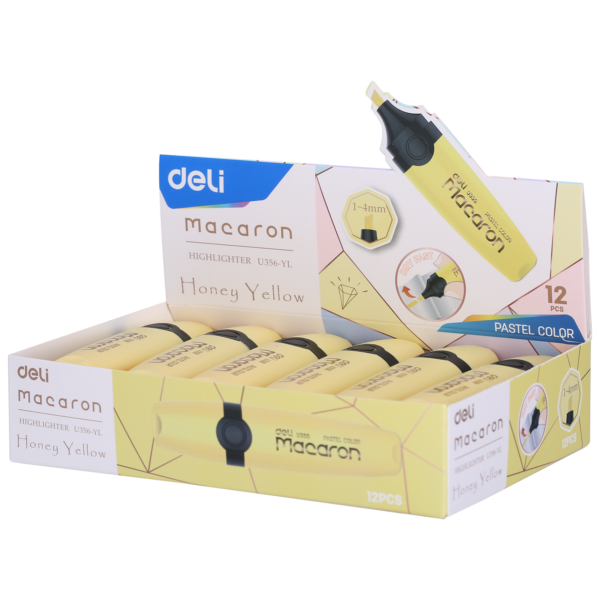 Resaltador Macaron Amarillo Caja x 12 uds